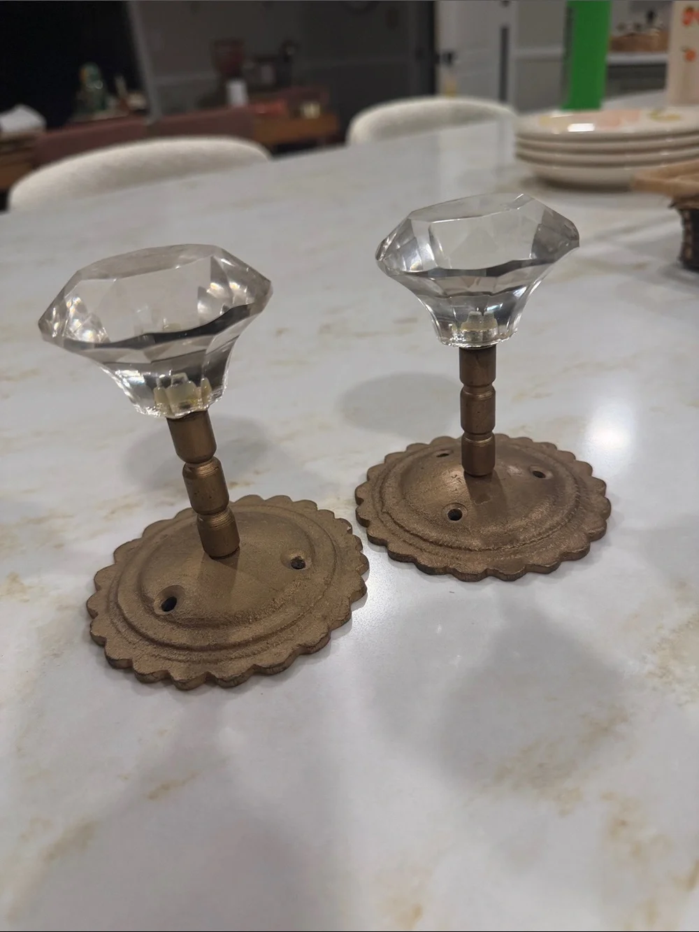 Glass Crystal Top Curtain tie backs with Gold-Finish Bases